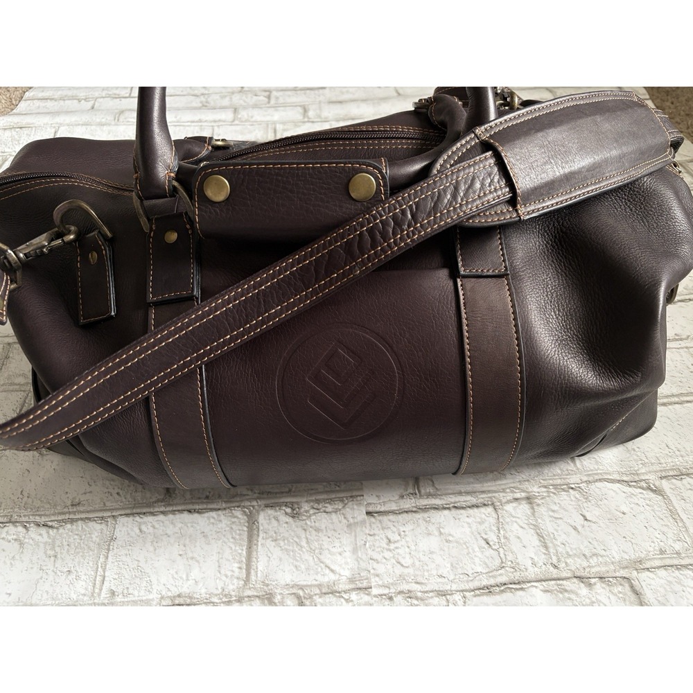 LARGE Links & Kings Dark Brown Thick Leather Club Duffle Bag